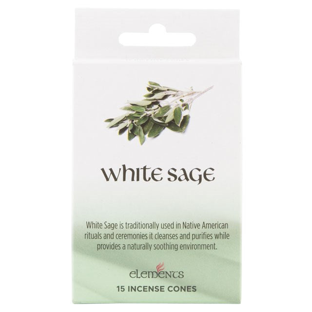 Set of 12 Packets of Elements White Sage Incense Cones - £13.5 - Elements 