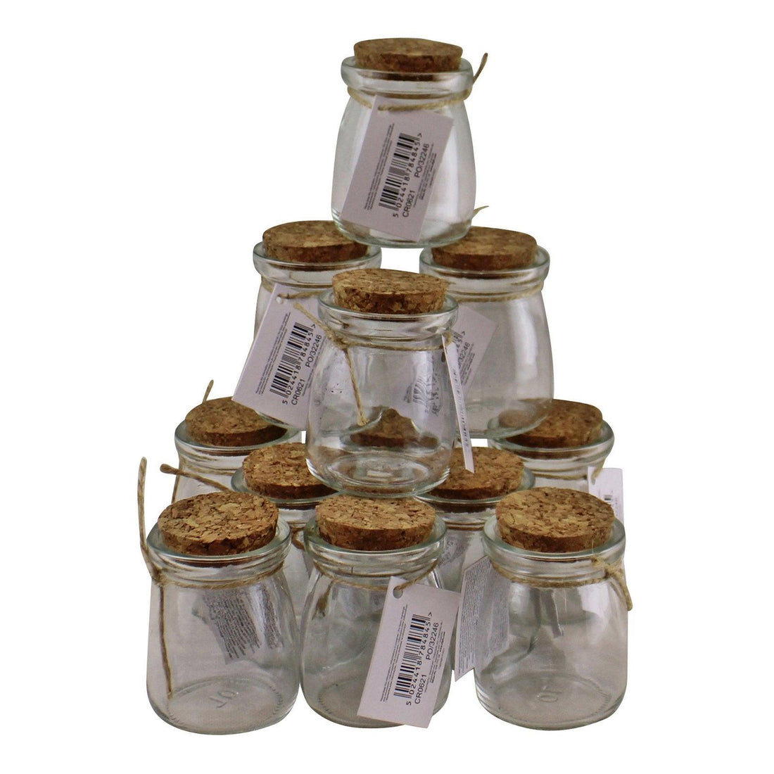 Set of 12 Small, Craft Storage Glass Jars With Cork Stoppers - £26.99 - Office Storage Solutions 