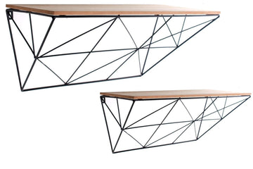 Set of 2 Black Geometric Shelves - £44.99 - Wall Hanging Shelving 