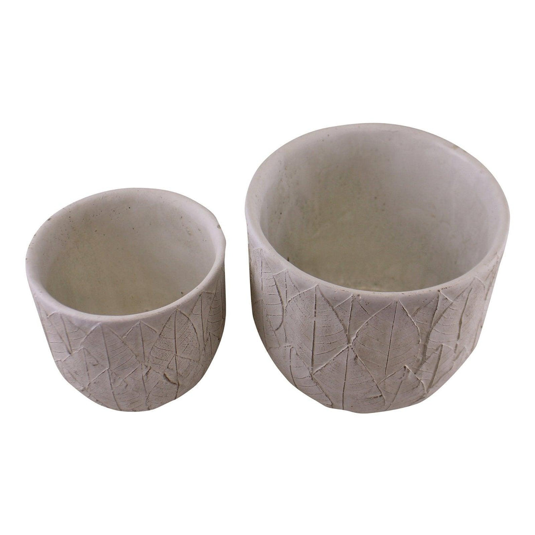 Set of 2 Cement Embossed Leaf Planters - £26.99 - Planters, Vases & Plant Stands 