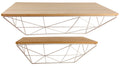 Set of 2 Geometric White Wire Shelves-Wall Hanging Shelving