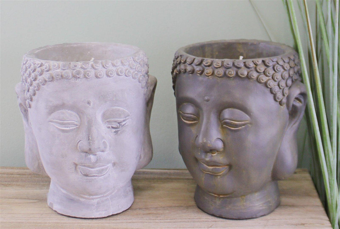 Set of 2 Large Cement Buddha Design Candles - £41.99 - Candles 