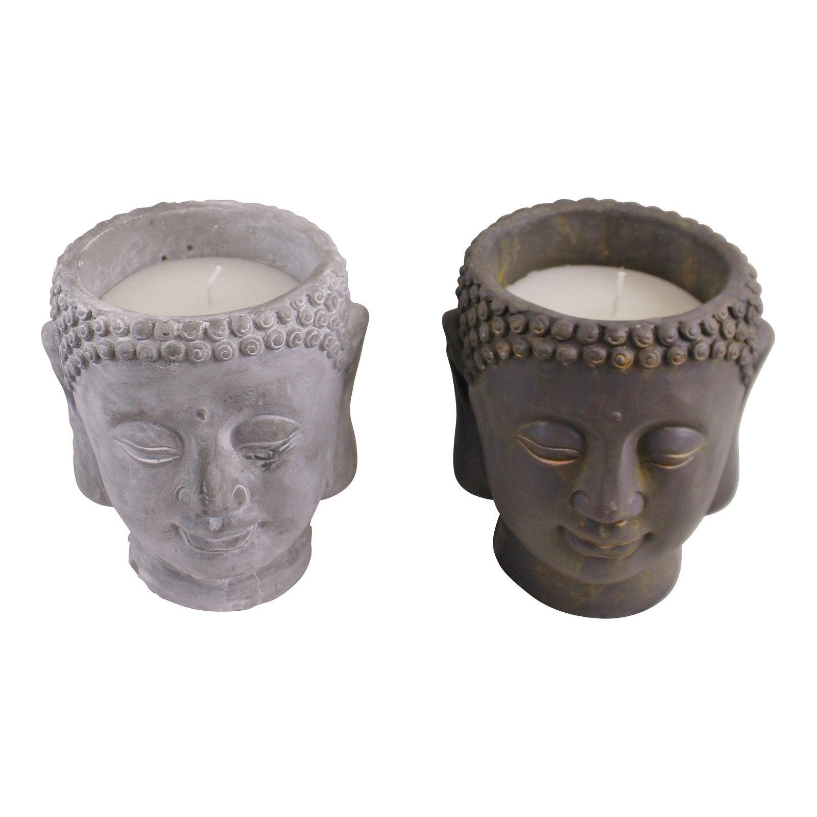 Set of 2 Large Cement Buddha Design Candles - £41.99 - Candles 