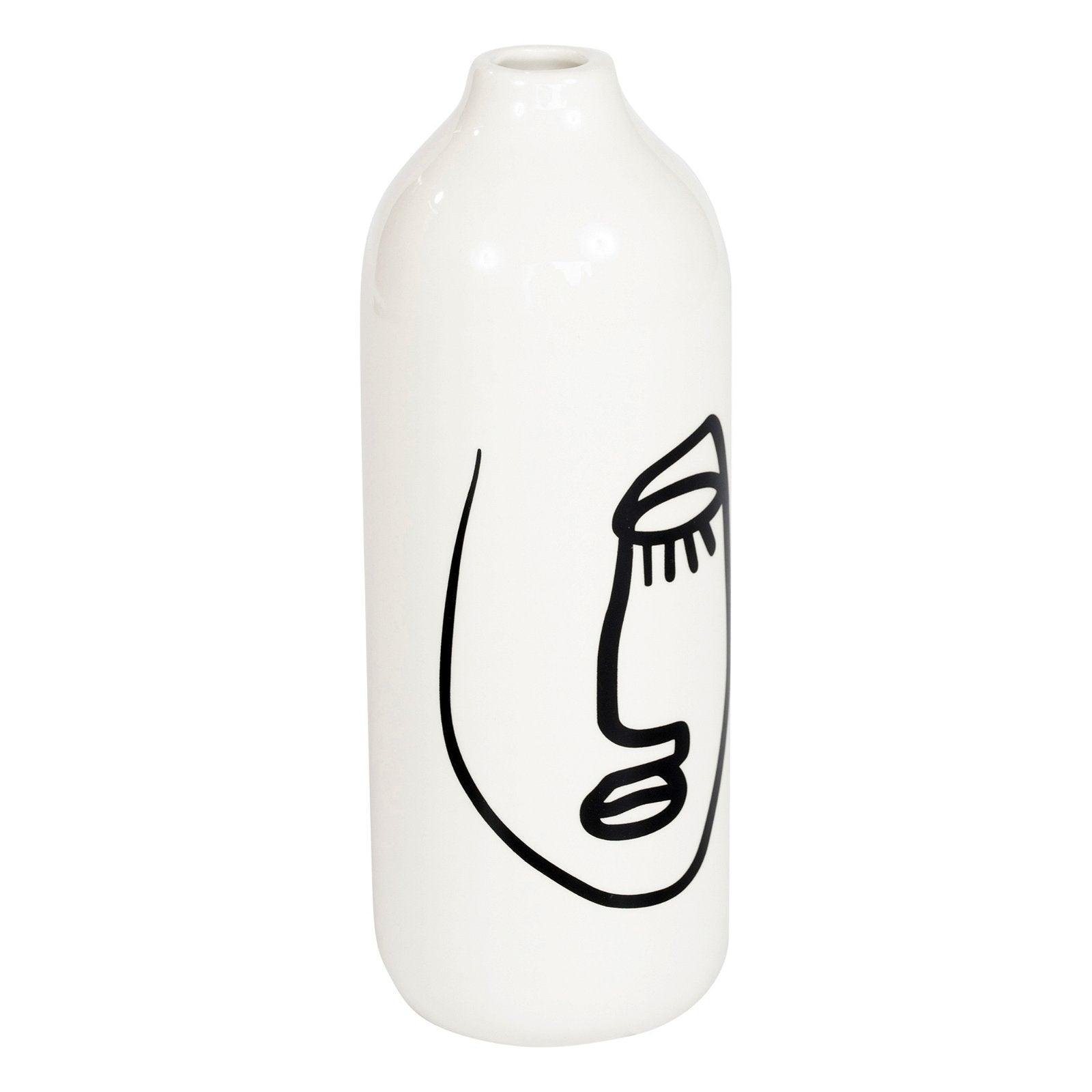 Set of 2 Monochrome Face Ceramic Vases - £44.99 - Planters, Vases & Plant Stands 