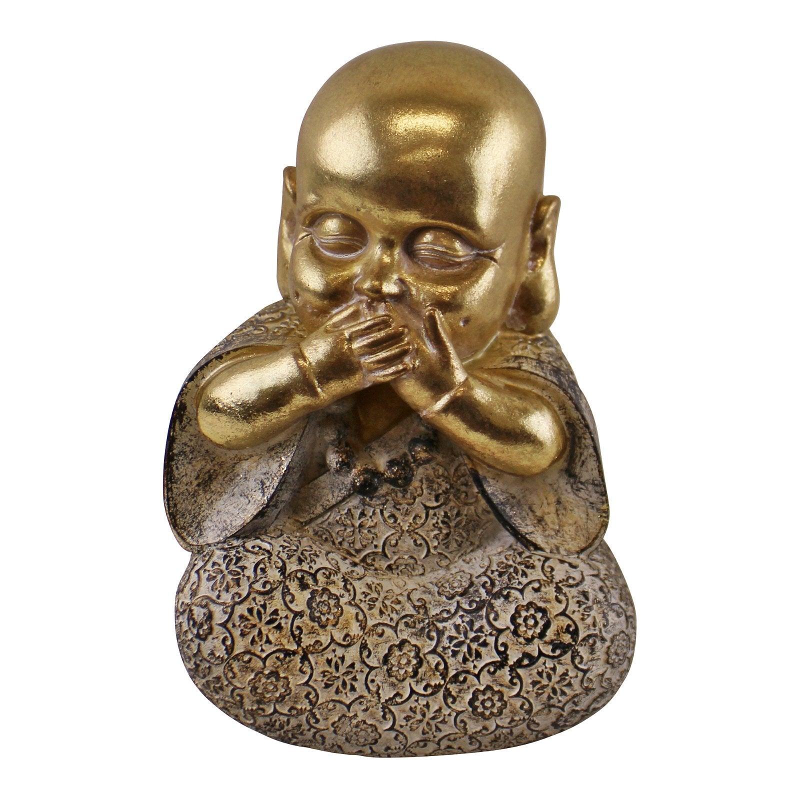 Set of 3 Gold Buddha Ornaments, See No Evil, Hear No Evil, Speak No Evil-Figurines & Statues