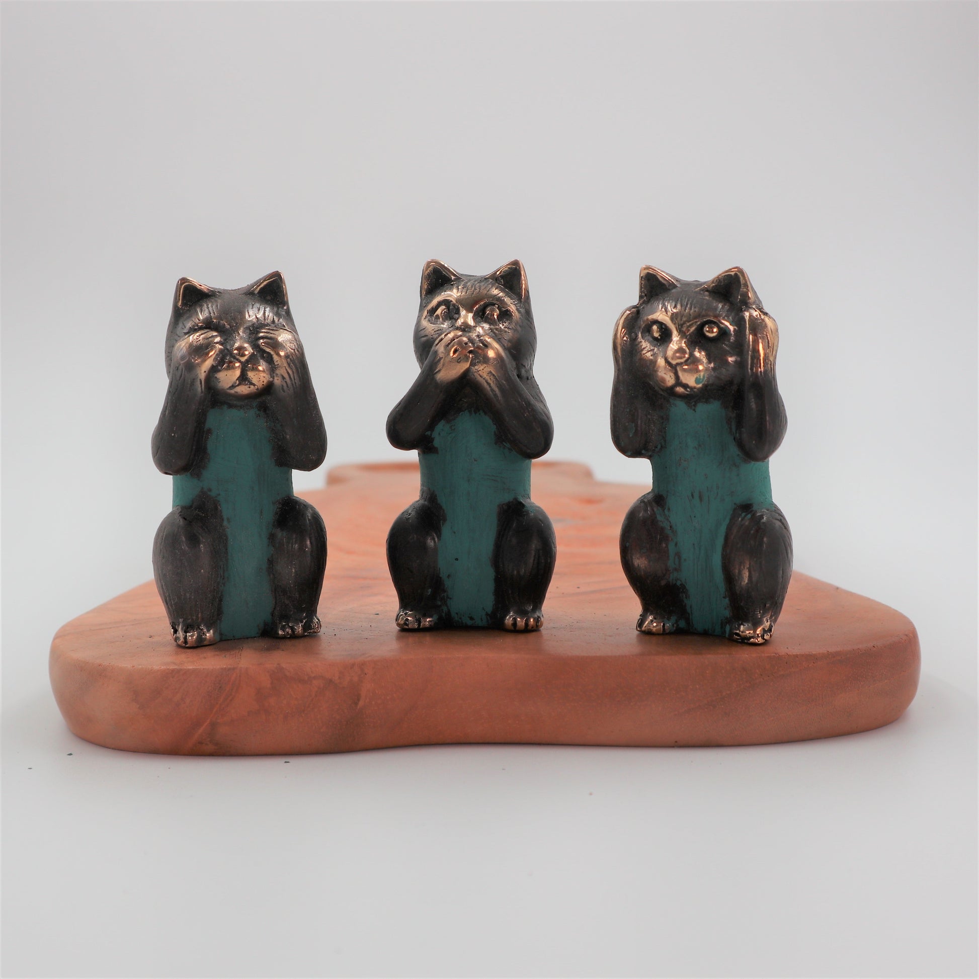 Set of 3 - See No, Hear No, Speak No Evil - Brass Cats - £54.0 - 