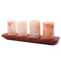 Set of 4 Himalayan Salt Shot Glasses & Wood Serving Stand-