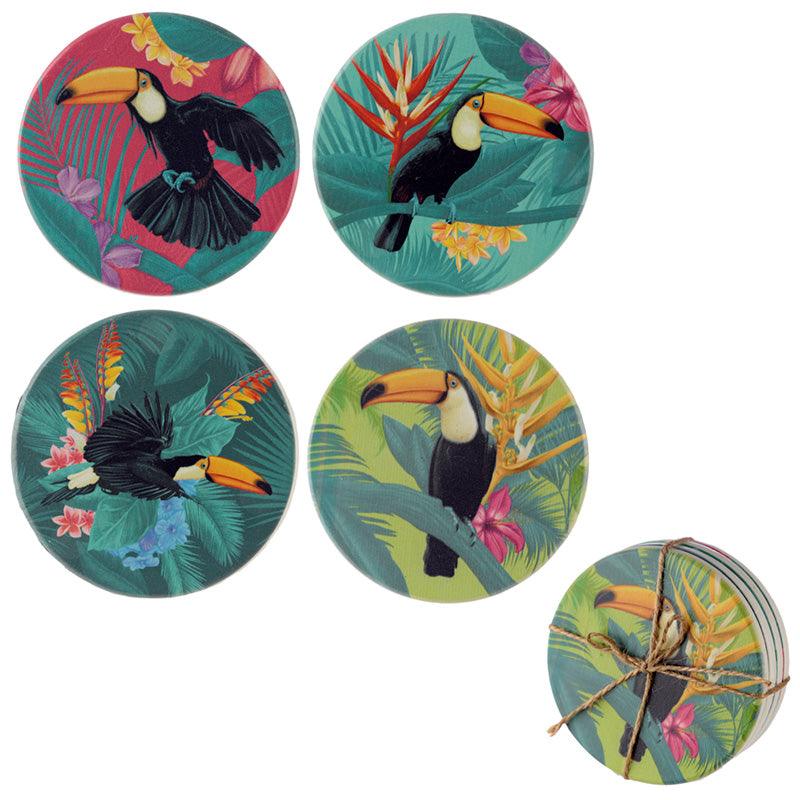 Set of 4 Novelty Coasters - Tropical Toucan Design - £7.99 - 