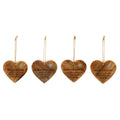 Set of 4 Wood Hanging Black Etched Life Recipe Heart Plaque-