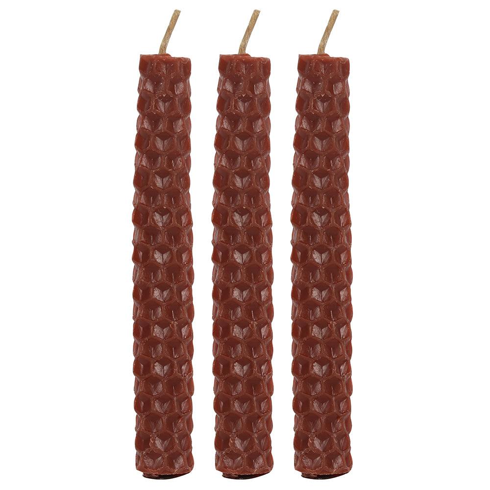 Set of 6 Brown Beeswax Spell Candles-Candles