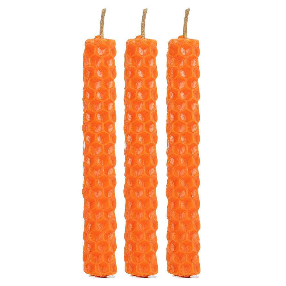 Set of 6 Orange Beeswax Spell Candles-Candles