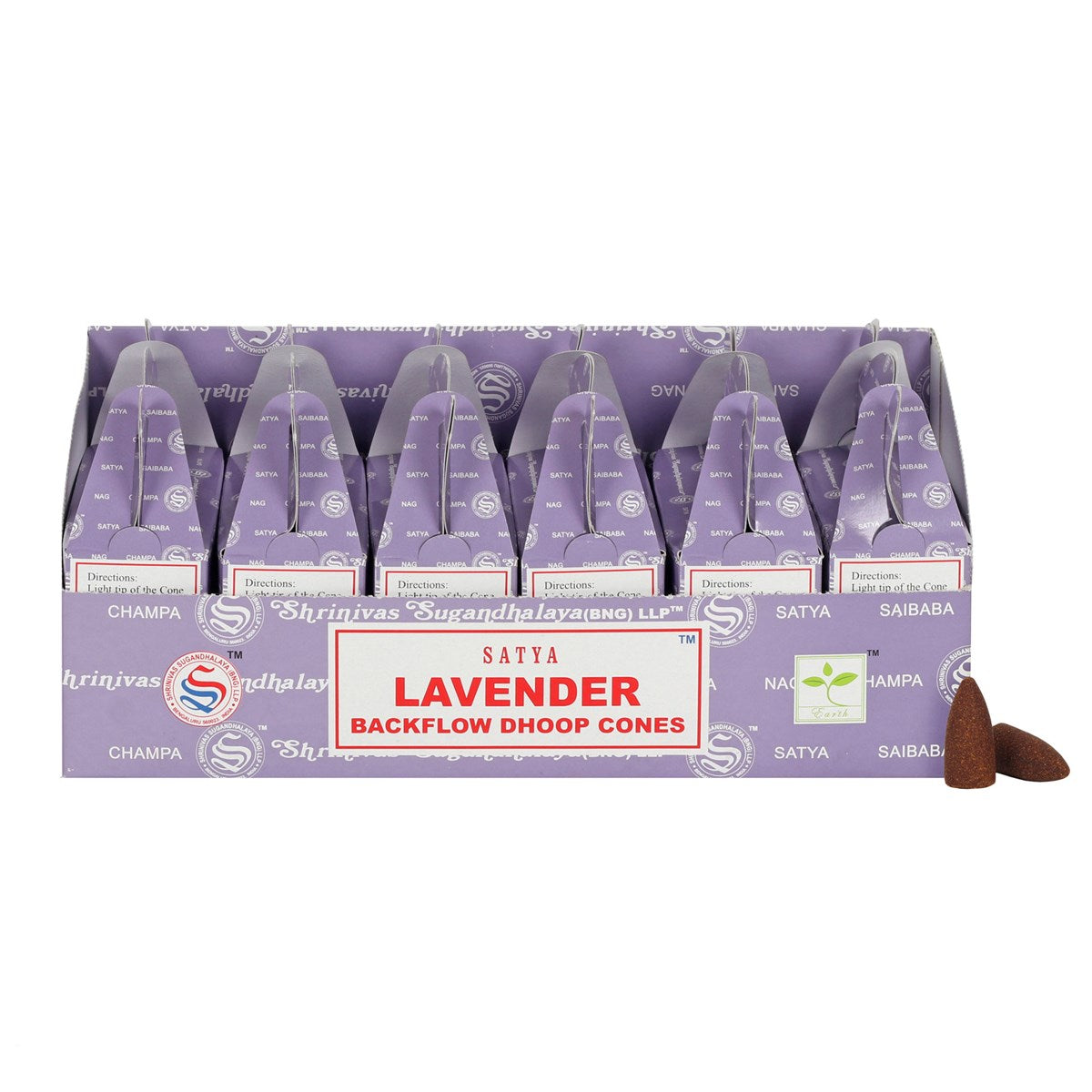 Set of 6 Packets of Satya Lavender Backflow Dhoop Cones - £22.99 - Backflow Burners Cones 