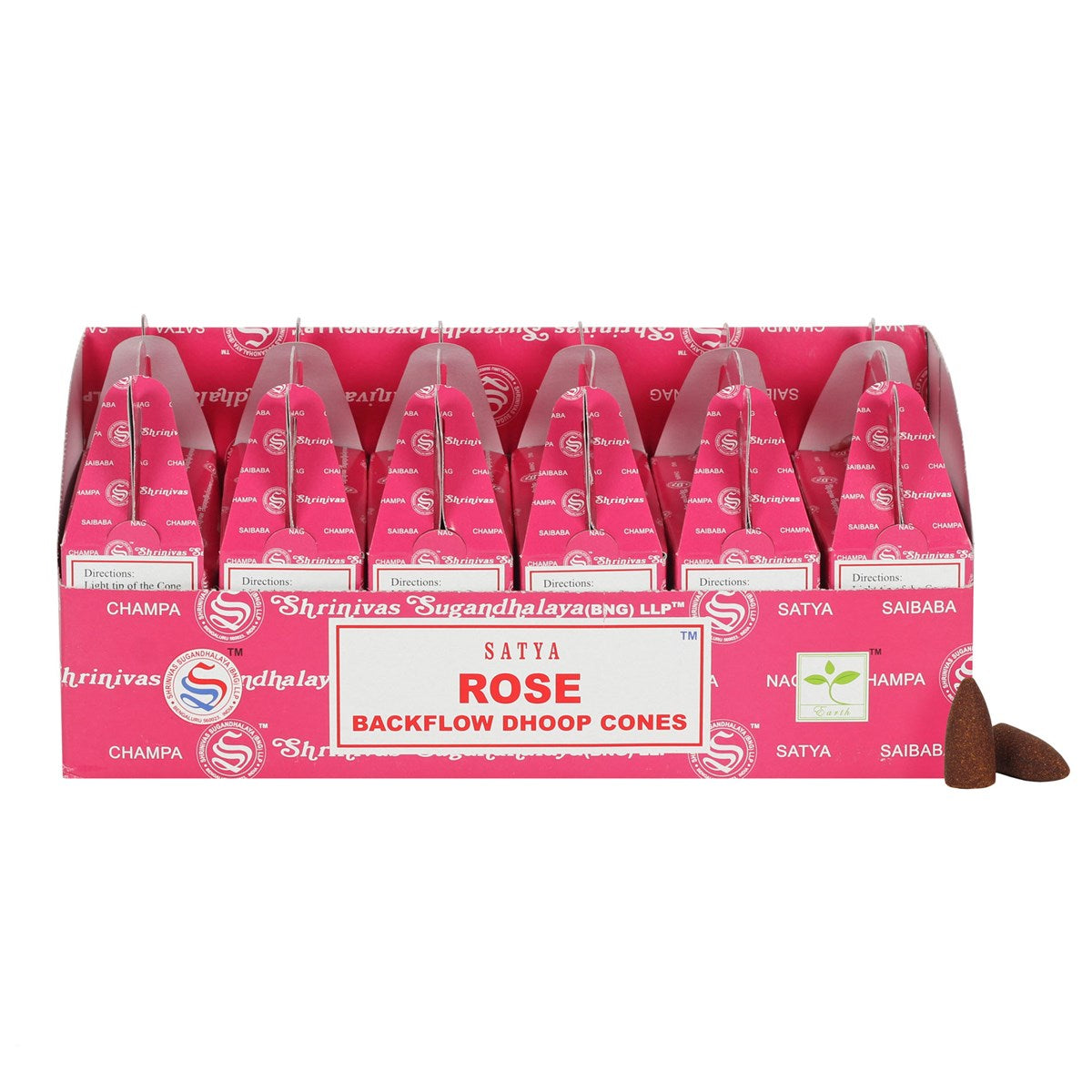 Set of 6 Packets of Satya Rose Backflow Dhoop Cones - £22.99 - Backflow Burners Cones 