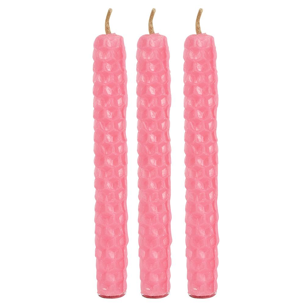 Set of 6 Pink Beeswax Spell Candles-Candles