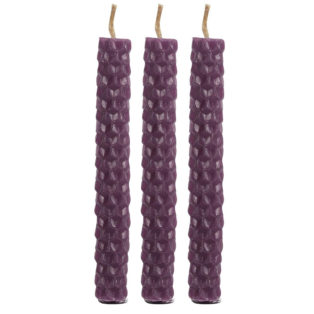 Set of 6 Purple Beeswax Spell Candles-Candles