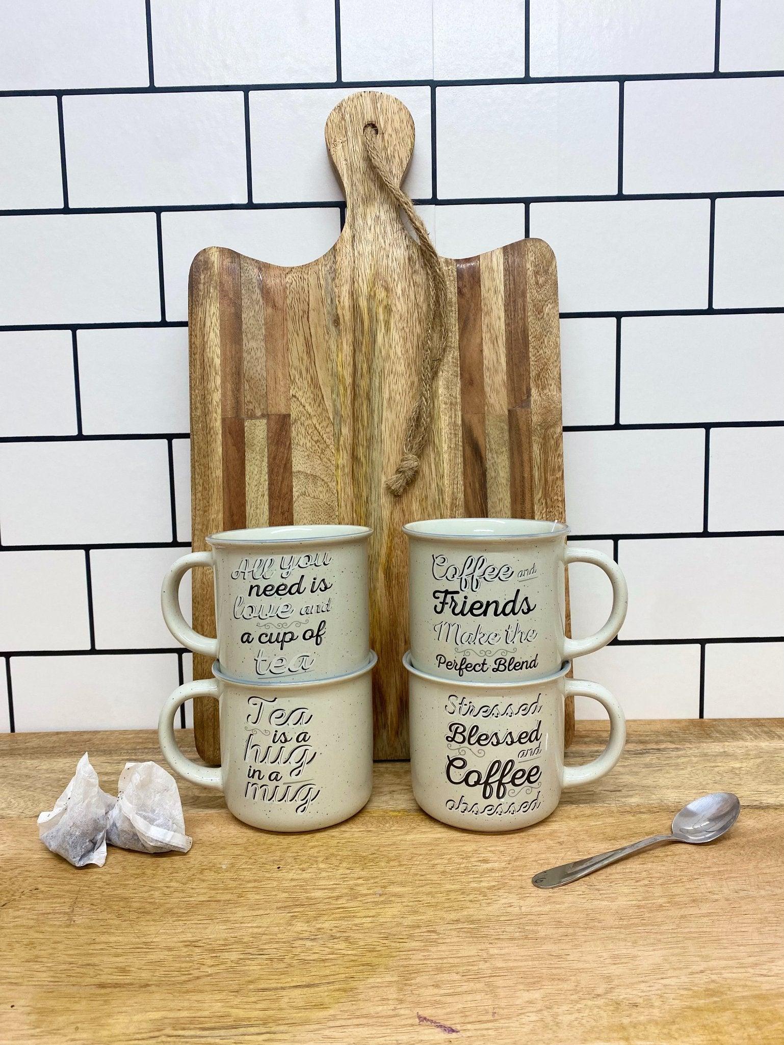 Set of Four Antique Grey Slogan Mug - £34.99 - 