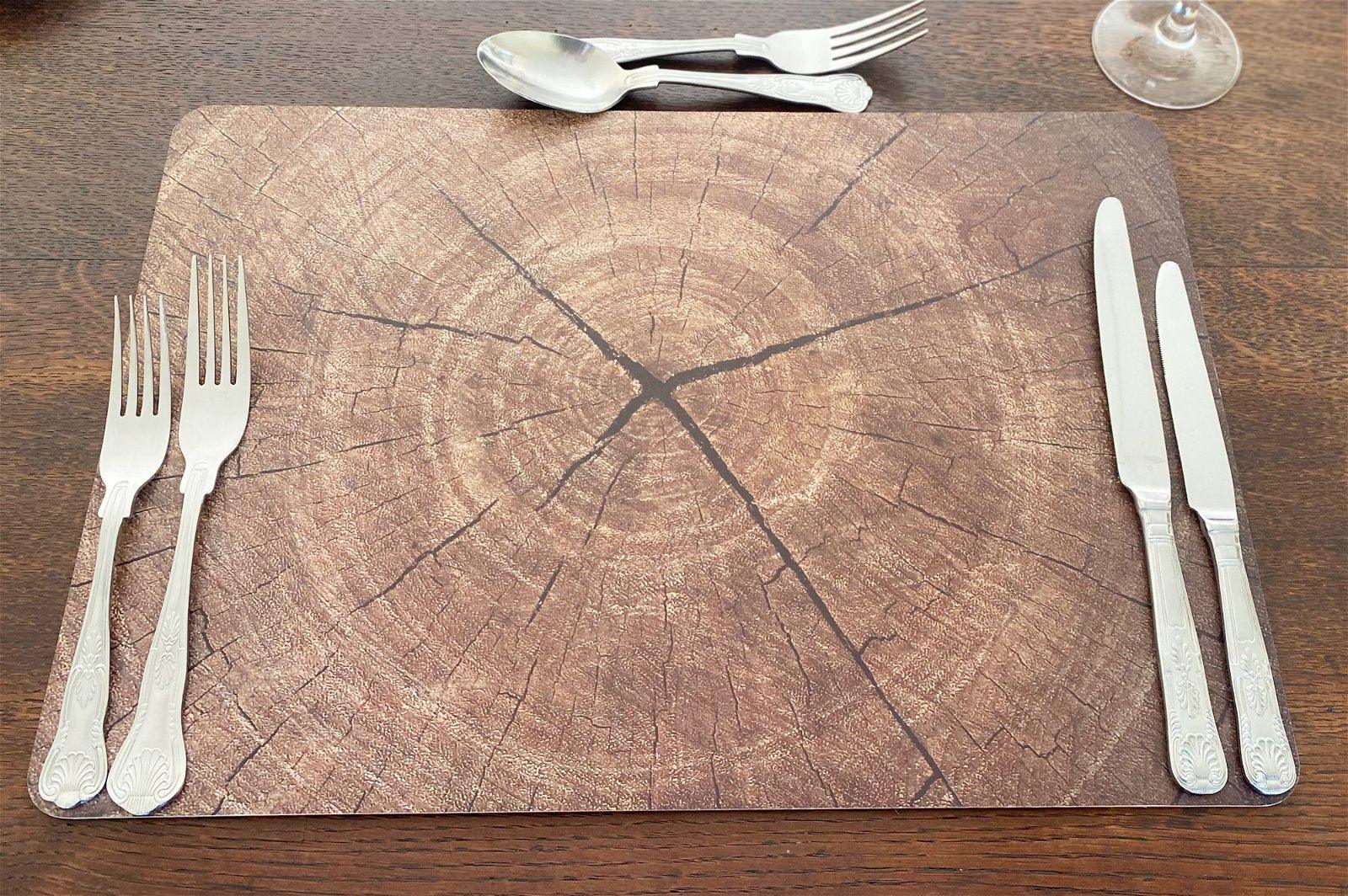 Set of Four Rectangular Bark Design Place Mats-