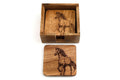 Set Of Four Wooden Engraved Horse Coasters-