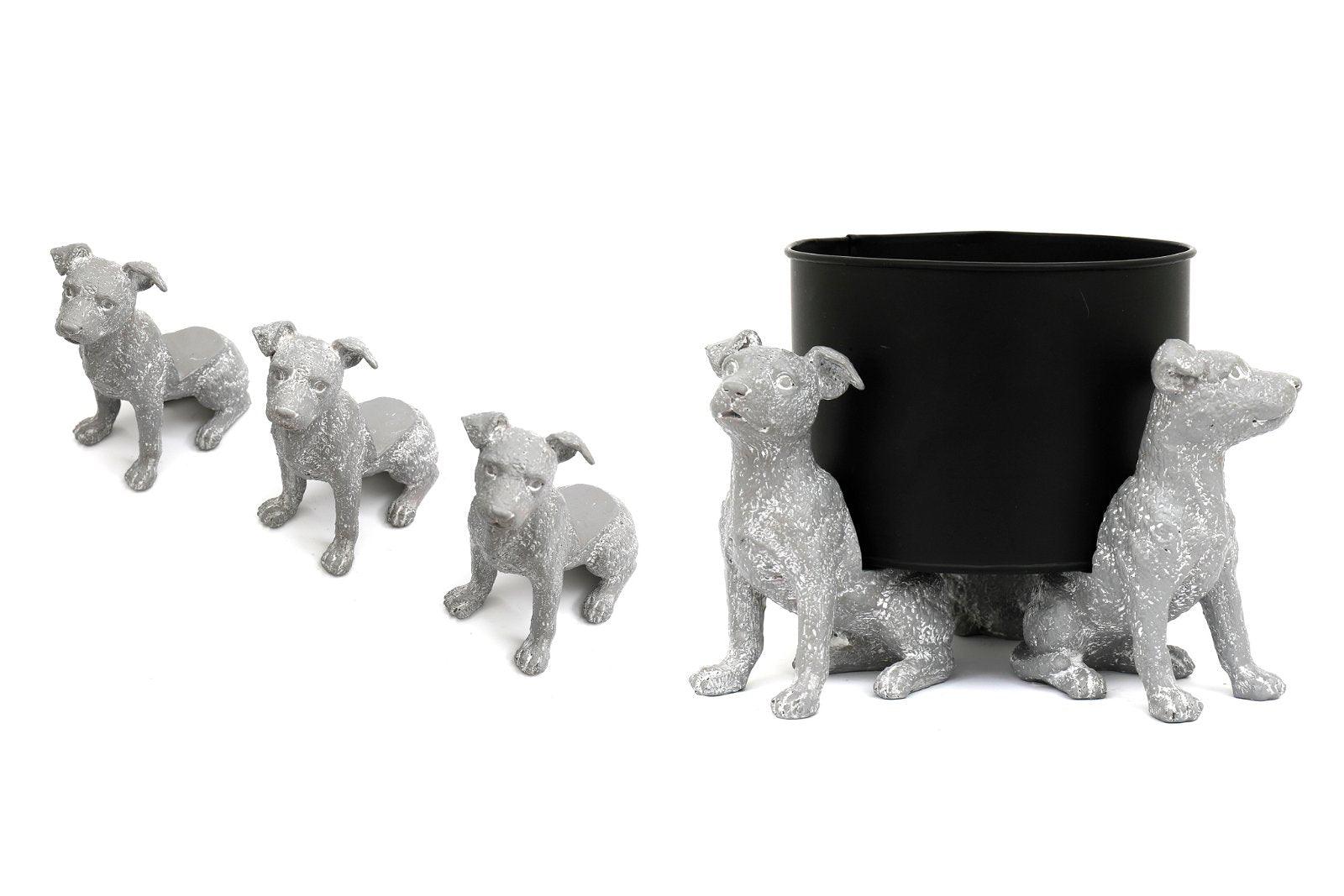 Set of Grey Dog Pot Risers-