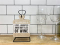 Set of Six Wine Slogan Coasters On Metal Stand-