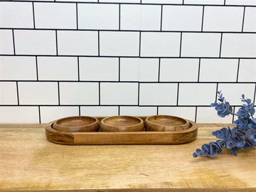 Set Of Three Bowls On Wooden Tray - £51.99 - 