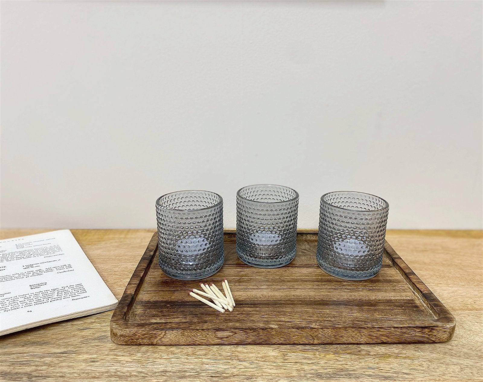 Set Of Three Synergy Tea Light Holders-