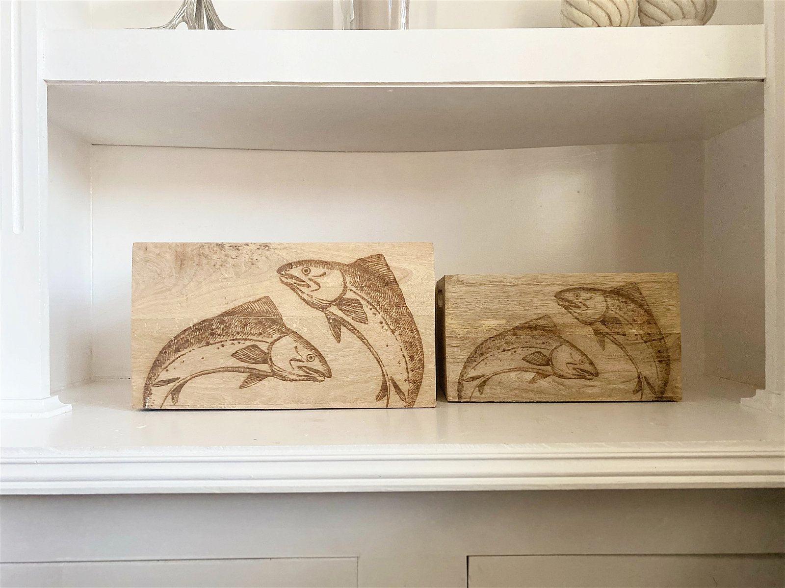 Set Of Two Engraved Salmon Crates - £87.99 - 