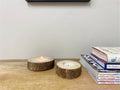 Set of Two Wooden Tealight Holders with Bark Detail-