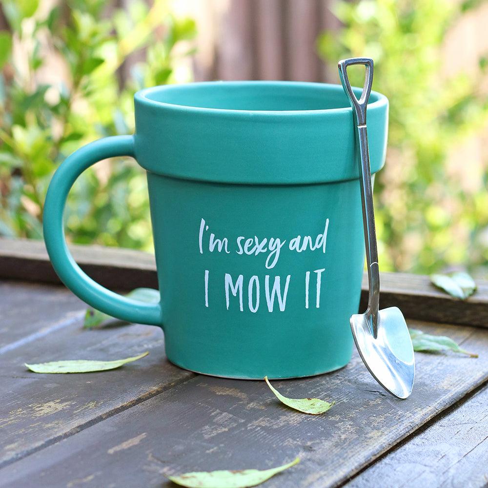 Sexy and I Mow It Pot Mug and Shovel Spoon-Mugs Cups