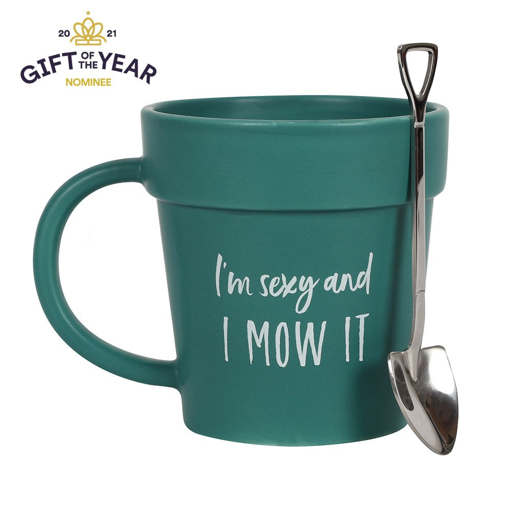 Sexy and I Mow It Pot Mug and Shovel Spoon - £12.99 - Mugs Cups 