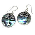 Shell & Silver Earrings - Classic Disc - Abalone - £65.0 - 