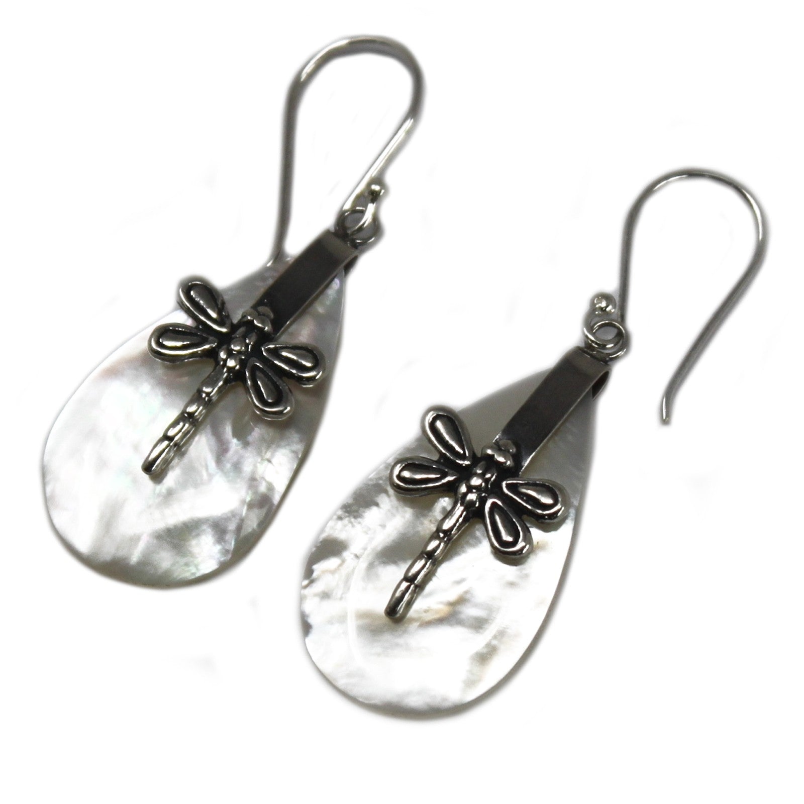 Shell & Silver Earrings - Dragonflies - MOP - £41.0 - 