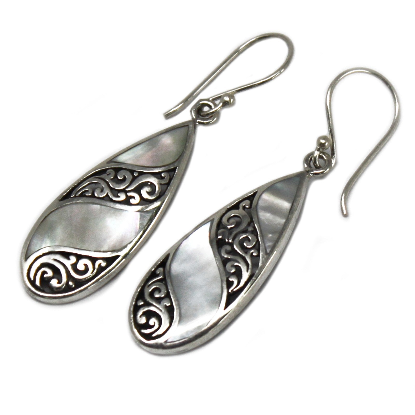 Shell & Silver Earrings - Teardrop- MOP - £54.0 - 