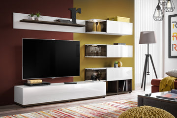 Silk in White Gloss Entertainment Unit - £428.4 - Wall Unit 