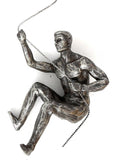 Silver Abseiling Man Looking Up 73cm-Figurines & Statues