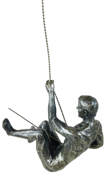 Silver Abseiling Man Looking Up 73cm - £38.99 - Figurines & Statues 