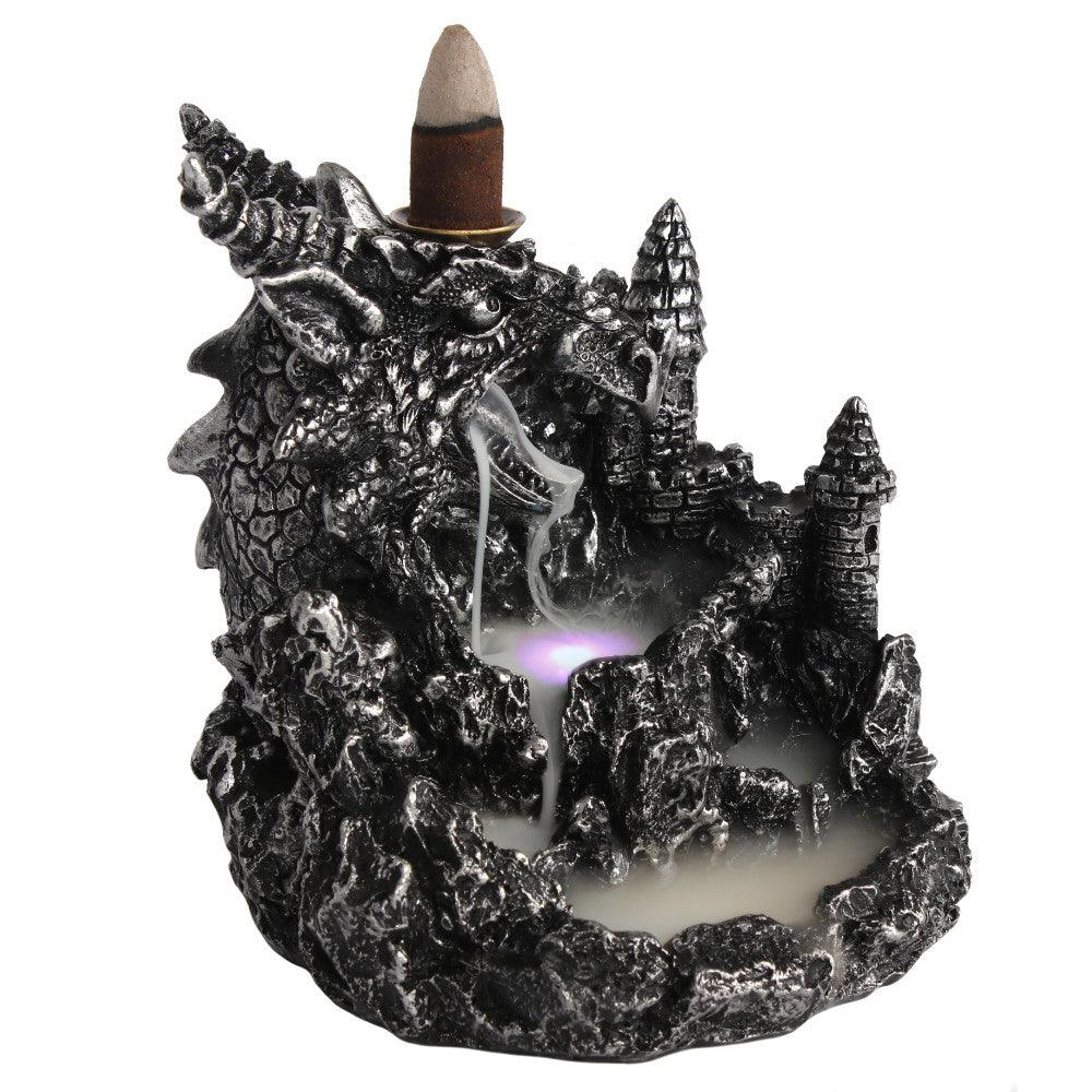 Silver Dragon Backflow Incense Burner With Light-Incense Holders