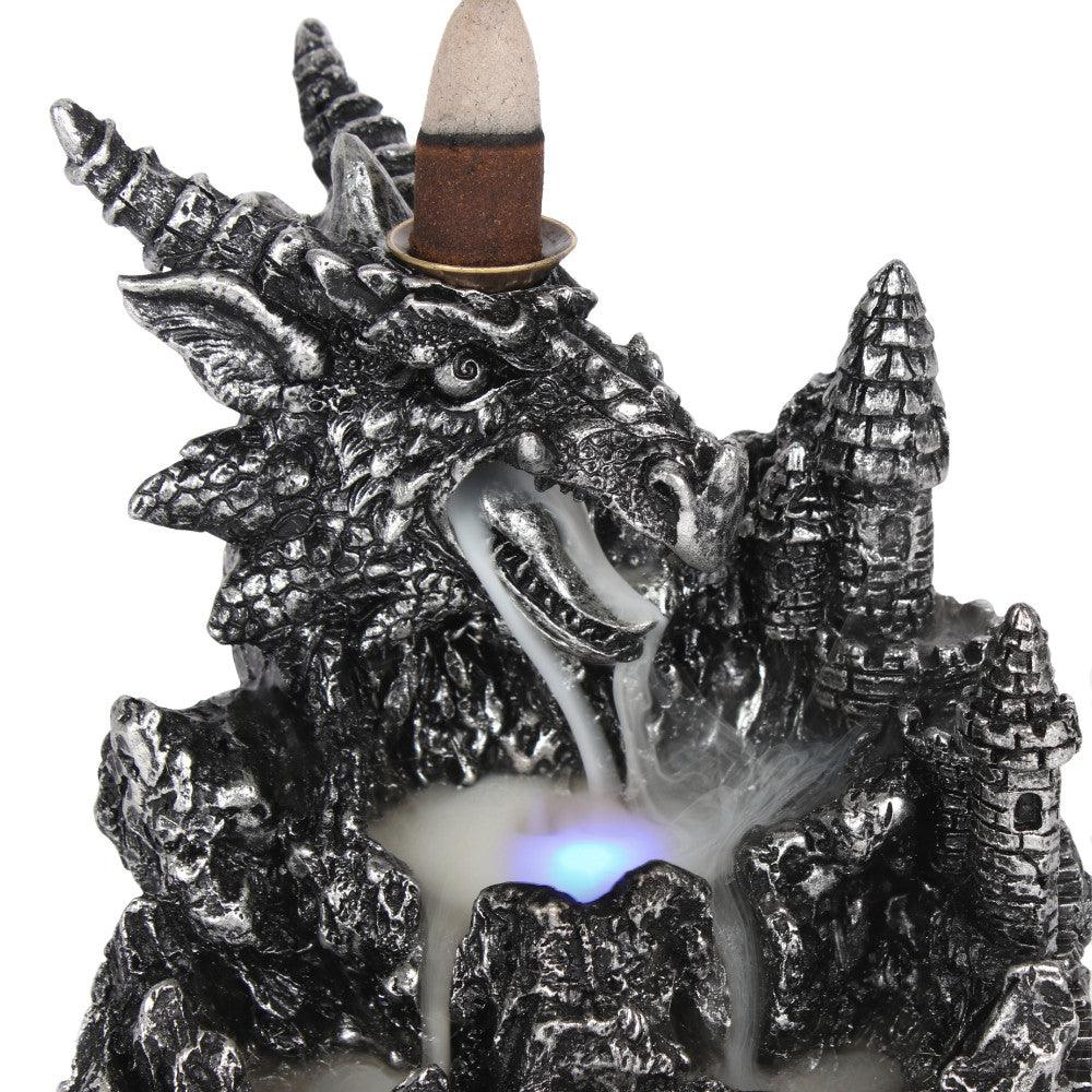 Silver Dragon Backflow Incense Burner With Light-Incense Holders