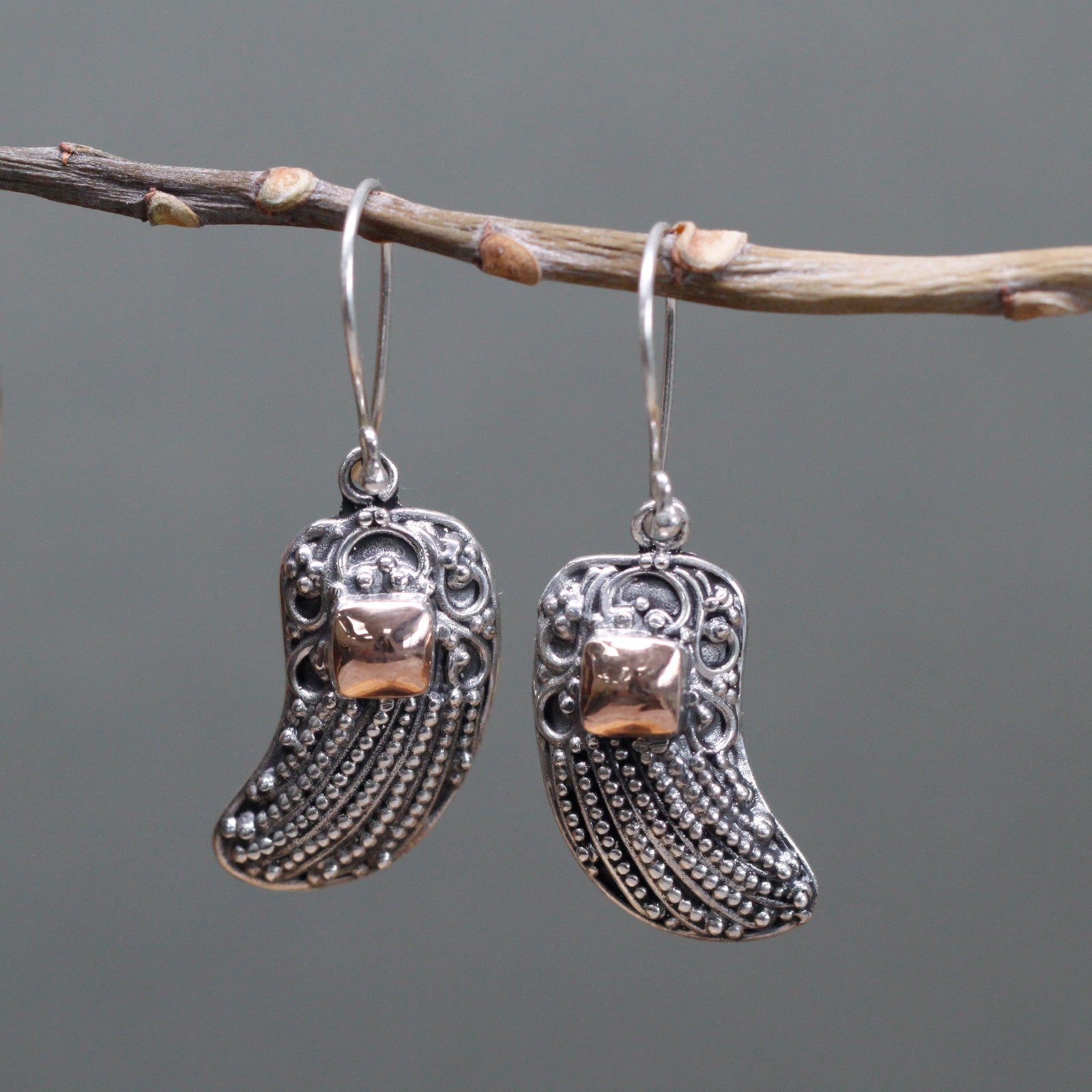 Silver & Gold Earring - Angel Wings-