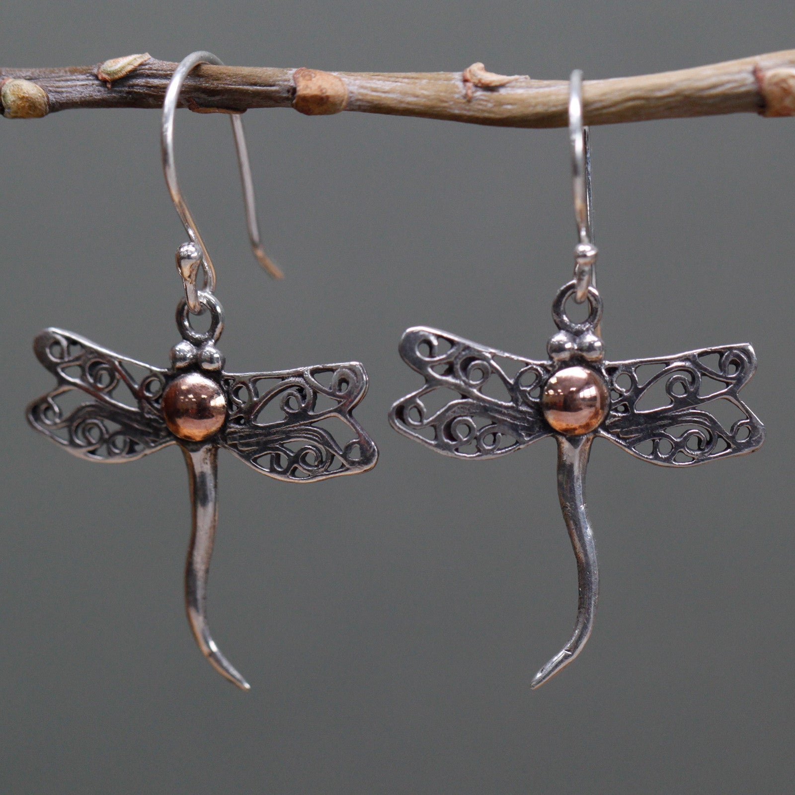 Silver & Gold Earring - Dragonflies-