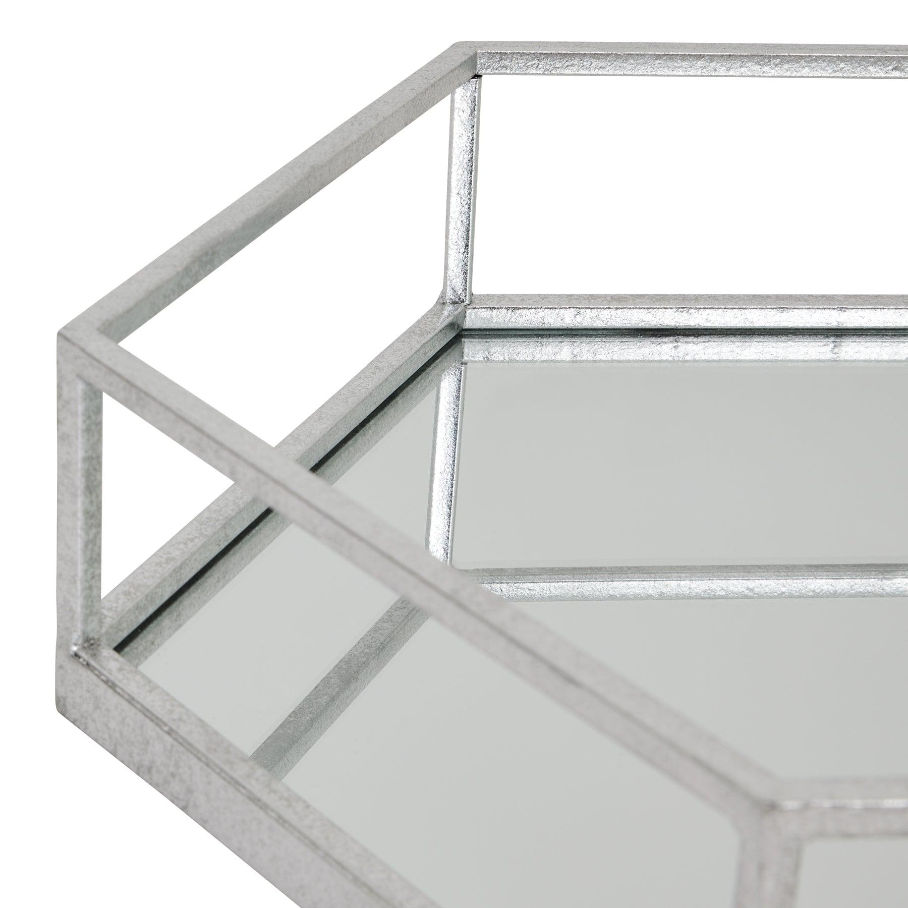 Silver Hexagon Set Of Two Trays-Gifts & Accessories > Trays