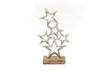 Silver Metal Stars On Wood Plinth-