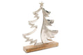 Silver Metal Tree On Wood Base-