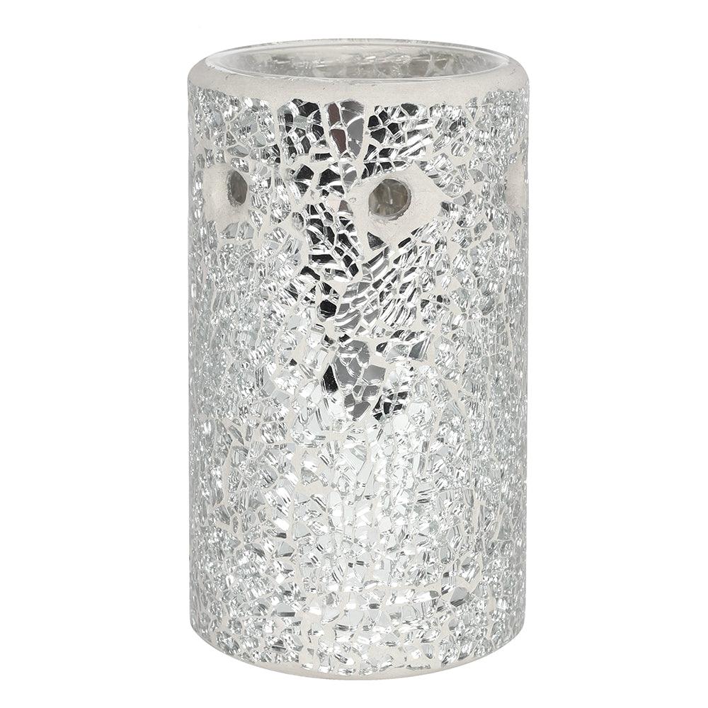 Silver Pillar Crackle Glass Oil Burner-Oil Burners