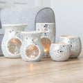 Silver Pillar Crackle Glass Oil Burner-Oil Burners