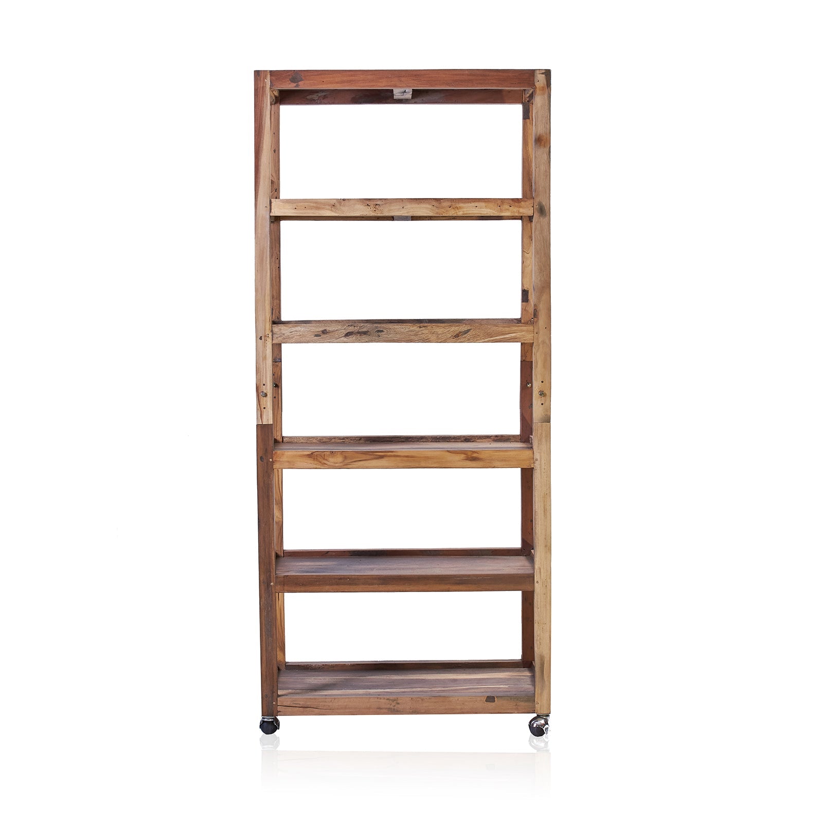 Six Shelf Display with Casters - Recycled Wood-