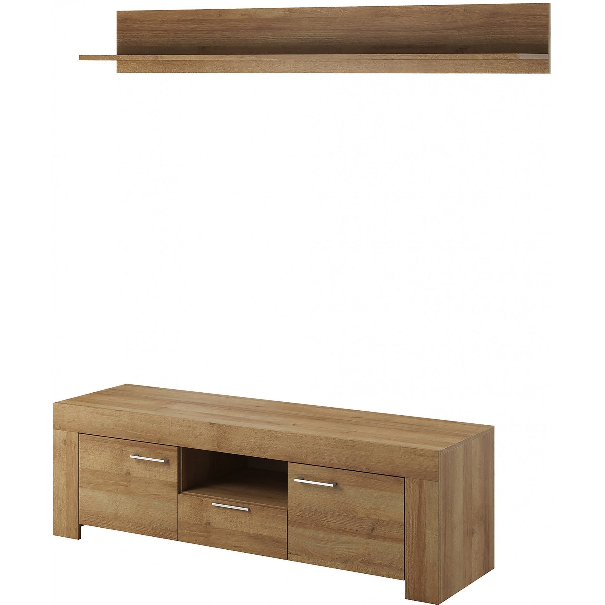 Sky TV Cabinet + Wall Shelf Oak Riviera Living Room TV Cabinet 