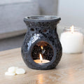 Small Black Crackle Glass Oil Burner-Oil Burners