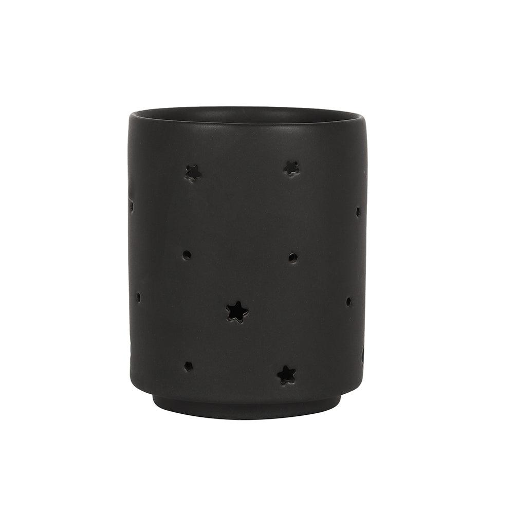 Small Black Mystical Moon Cut Out Tealight Holder-Candle Holders