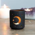 Small Black Mystical Moon Cut Out Tealight Holder-Candle Holders